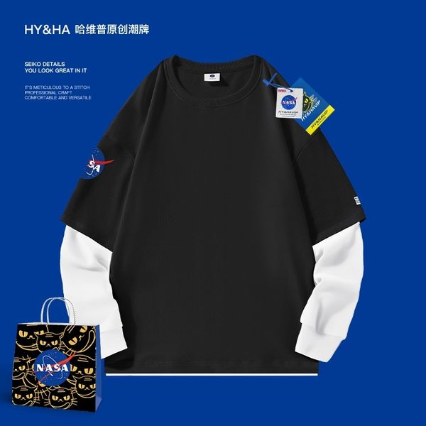 nasa spring autumn and wo new leisure trend ins hip hop loose fake two long sleeved sweater men's wear, Black
nasa spring autumn and wo new leisure trend ins hip hop loose fake two long sleeved sweater men's wear, Black