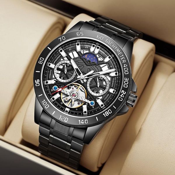 wristwatches men watches tourbillon mechanical watch 316l stainless steel mens automatic moon phase luminous waterproof analog clock, Slivery;brown
wristwatches men watches tourbillon mechanical watch 316l stainless steel mens automatic moon phase luminous waterproof analog clock, Slivery;brown