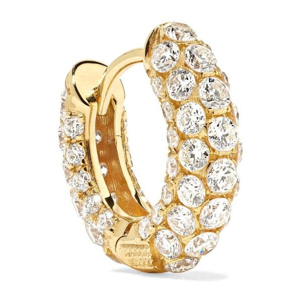 hoop & huggie original brand elegant 925 silver 18k gold plated jewelry full pave diamond dome earrings, Golden;silver
hoop & huggie original brand elegant 925 silver 18k gold plated jewelry full pave diamond dome earrings, Golden;silver