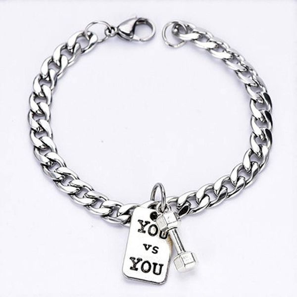 link, chain punk fashion fitness dumbbell titanium steel letter brand stainless bracelet men's jewelry accessories, Black
link, chain punk fashion fitness dumbbell titanium steel letter brand stainless bracelet men's jewelry accessories, Black
