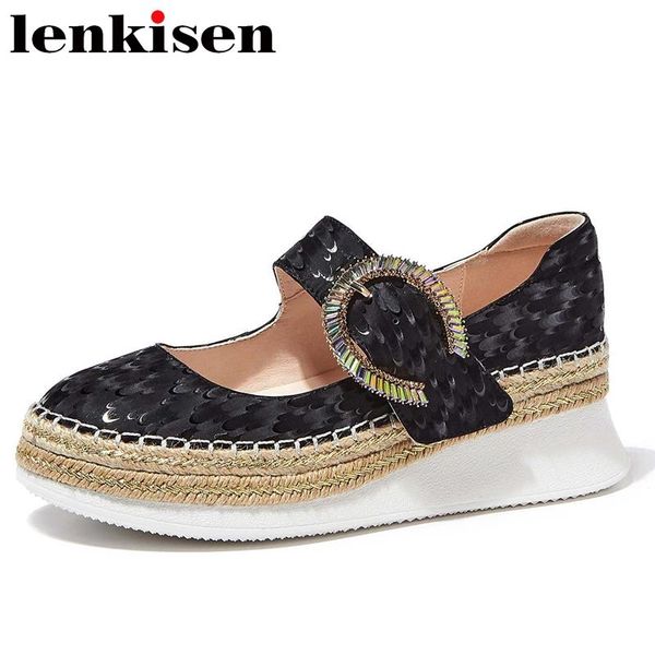 dress shoes lenkisen 2021 genuine leather round toe high heels straw wedges women shallow buckle strap young lady classic pumps l16, Black
dress shoes lenkisen 2021 genuine leather round toe high heels straw wedges women shallow buckle strap young lady classic pumps l16, Black