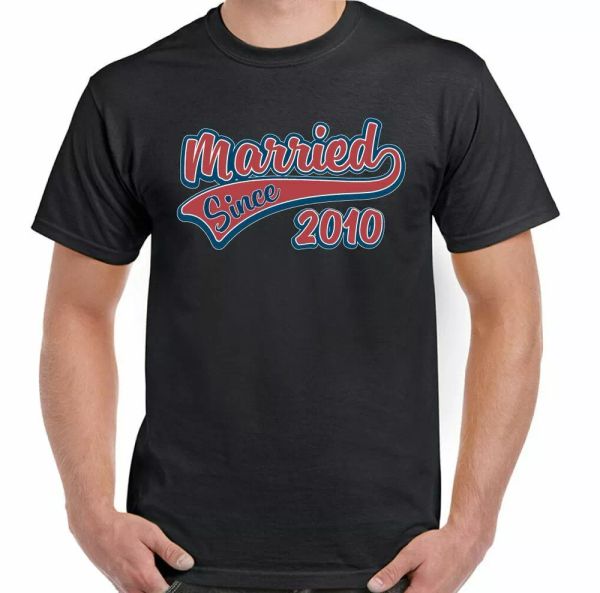 married since 2010 mens funny wedding anniversary t-shirt fathers valentines day, White;black
married since 2010 mens funny wedding anniversary t-shirt fathers valentines day, White;black
