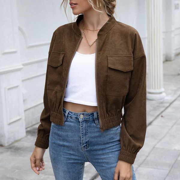 autumn women short bomber jacket stand collar zipper elastic waist fashion outerwear casual spring biker female's coat women's jac, Black;brown
autumn women short bomber jacket stand collar zipper elastic waist fashion outerwear casual spring biker female's coat women's jac, Black;brown