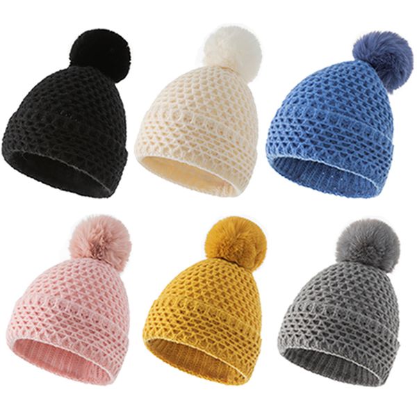 21*21 cm women comfortable warm knitting wool caps with fluffy ball solid color crochet striped hat hair accessories p props, Yellow
21*21 cm women comfortable warm knitting wool caps with fluffy ball solid color crochet striped hat hair accessories p props, Yellow
