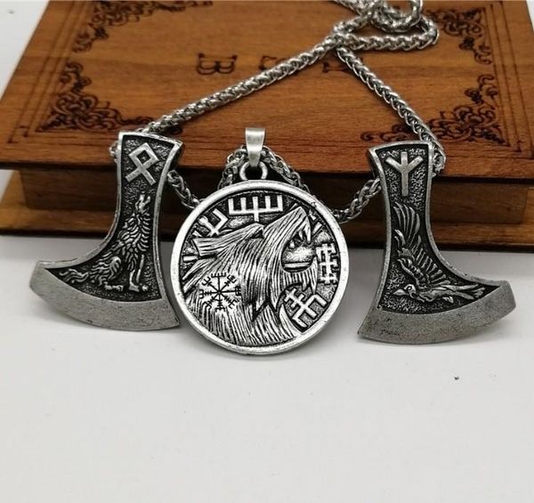 pendant necklaces vintage nordic viking wolf head necklace raven axe odin rune amulet men's, Silver
pendant necklaces vintage nordic viking wolf head necklace raven axe odin rune amulet men's, Silver