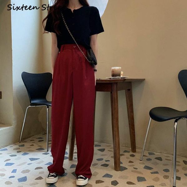 pants for women casual spring autumn trousers button zipper solid office lady korean fashion clothing classic elegant loose 2021 women', Black;white
pants for women casual spring autumn trousers button zipper solid office lady korean fashion clothing classic elegant loose 2021 women', Black;white