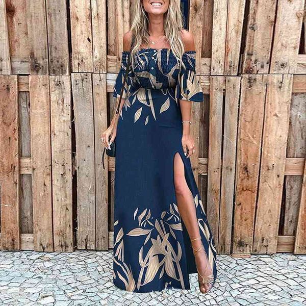 women fashion elegant long party dress off shoulder print high slit maxi dress, Black;gray
women fashion elegant long party dress off shoulder print high slit maxi dress, Black;gray