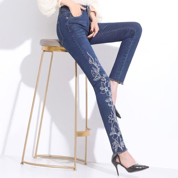 brand pencil pants luxury embroidery skinny stretch jeans women fashion high waist casual lengthen trousers plus size 36 women's, Blue
brand pencil pants luxury embroidery skinny stretch jeans women fashion high waist casual lengthen trousers plus size 36 women's, Blue