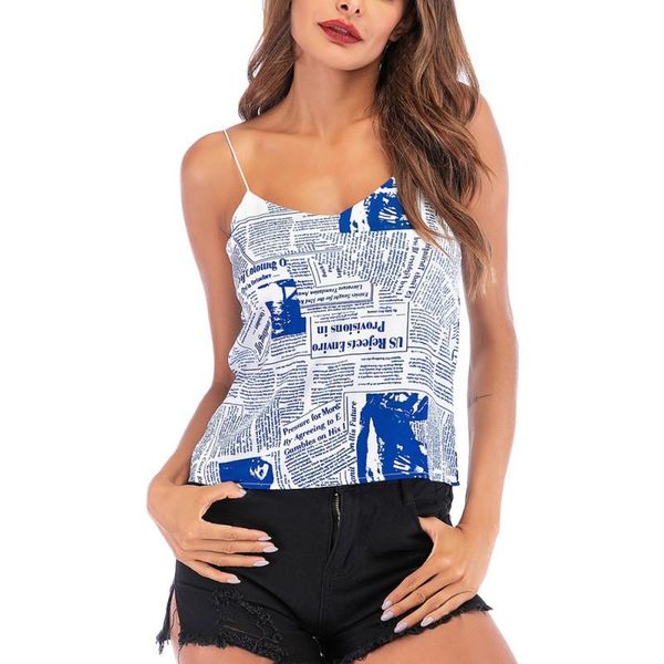 women's t-shirt 2021 t shirt women fashion sleeveless print spaper summer clothes camisole chiffon loose top, White
women's t-shirt 2021 t shirt women fashion sleeveless print spaper summer clothes camisole chiffon loose top, White