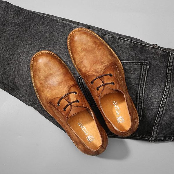 dress shoes mens casual british genuine cow leather men footwear lace up round toe outdoor classic old style soft e81, Black
dress shoes mens casual british genuine cow leather men footwear lace up round toe outdoor classic old style soft e81, Black