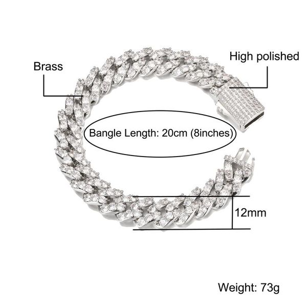 link, chain hip hop 12mm 1 row iced out cuban link prong copper + cubic zirconia stones bracelet for women men jewelry, Black
link, chain hip hop 12mm 1 row iced out cuban link prong copper + cubic zirconia stones bracelet for women men jewelry, Black