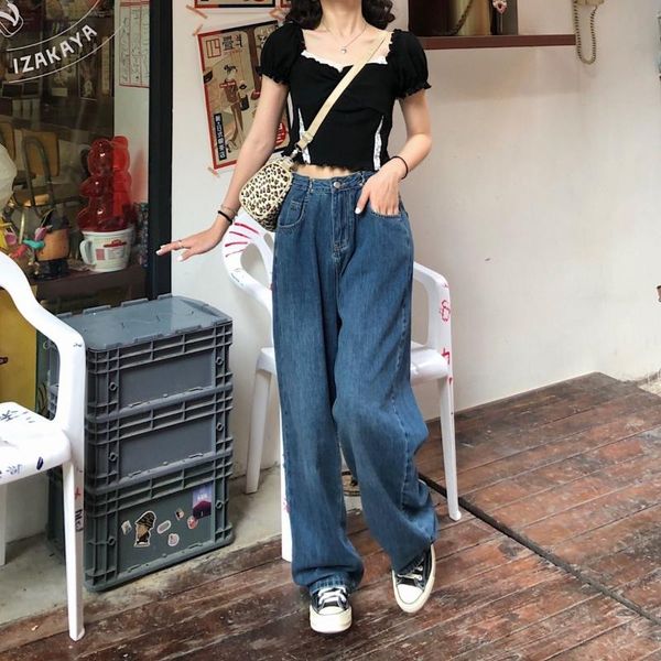 women's jeans blue retro streetwear pants clothing high waist denim trousers fashion loose straight-leg mom
women's jeans blue retro streetwear pants clothing high waist denim trousers fashion loose straight-leg mom