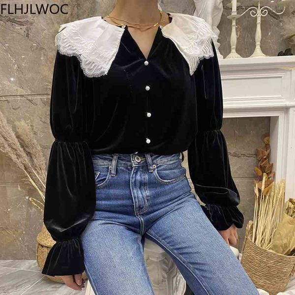 women's knits & tees cute sweet ruffled peter pan collar femme blusas women velour solid single breasted button blouses shirt, White
women's knits & tees cute sweet ruffled peter pan collar femme blusas women velour solid single breasted button blouses shirt, White