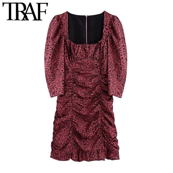 women chic fashion leopard print pleated mini dress vintage half sleeve back zipper ruffled female dresses mujer 210507, Black;gray
women chic fashion leopard print pleated mini dress vintage half sleeve back zipper ruffled female dresses mujer 210507, Black;gray