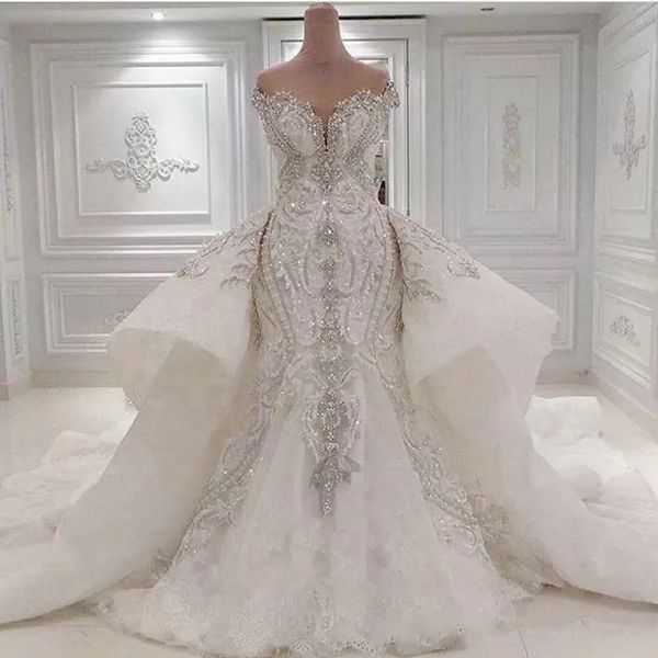 mermaid wedding dresses with overskirts lace ruched sparkle rhinstone bridal gowns arabic dubai vestidos de novia custom made robe de mariee, White
mermaid wedding dresses with overskirts lace ruched sparkle rhinstone bridal gowns arabic dubai vestidos de novia custom made robe de mariee, White