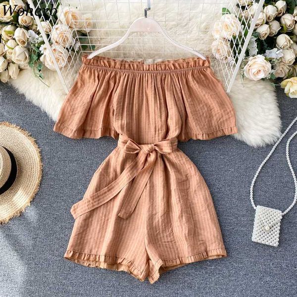 women's jumpsuits & rompers woherb spring summer chic women striped playsuits off shoulder elegant ruffles jumpersuits lace up bow body, Black;white
women's jumpsuits & rompers woherb spring summer chic women striped playsuits off shoulder elegant ruffles jumpersuits lace up bow body, Black;white