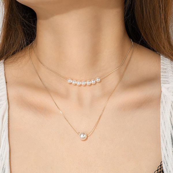 pendant necklaces charming women's double-deck pearl necklace elegant ladies wedding clavicle chain accessories fashion party jewelry g, Silver
pendant necklaces charming women's double-deck pearl necklace elegant ladies wedding clavicle chain accessories fashion party jewelry g, Silver