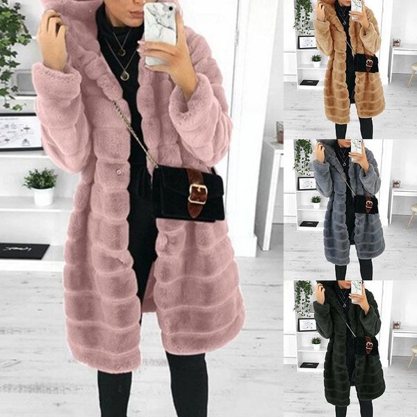 women's fur & faux 2021 fashion hooded long solid color coat winter women casual slim sleeve jacket, Black
women's fur & faux 2021 fashion hooded long solid color coat winter women casual slim sleeve jacket, Black