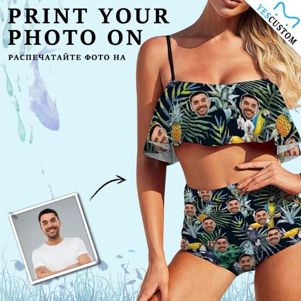 women's swimwear yes custom face green leaves ruffle bathing suit swimsuit personalized bikini set party pool girl female beach, White;black
women's swimwear yes custom face green leaves ruffle bathing suit swimsuit personalized bikini set party pool girl female beach, White;black