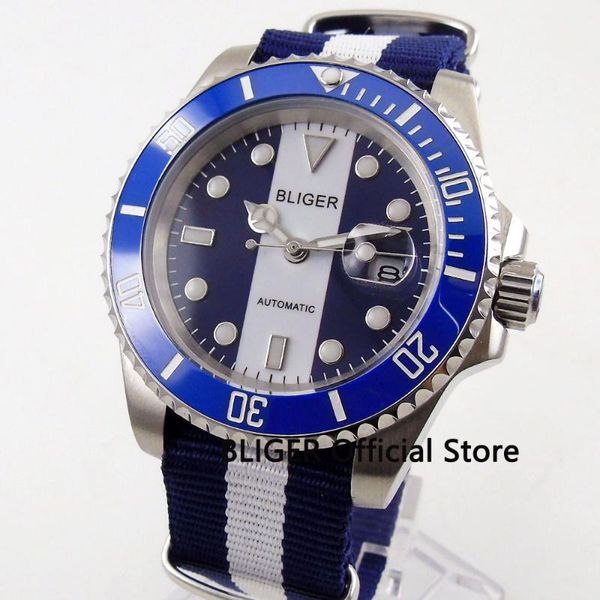 sapphire glass 40mm bliger white blue dial ceramic bezel luminous marks miyota automatic movement mechanical men's watch wristwatches, Slivery;brown
sapphire glass 40mm bliger white blue dial ceramic bezel luminous marks miyota automatic movement mechanical men's watch wristwatches, Slivery;brown