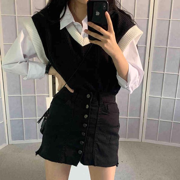 korean style v-neck color patchwork vest sweaters womens knitted and pullovers female vests (c9815) 210508, Black;white
korean style v-neck color patchwork vest sweaters womens knitted and pullovers female vests (c9815) 210508, Black;white