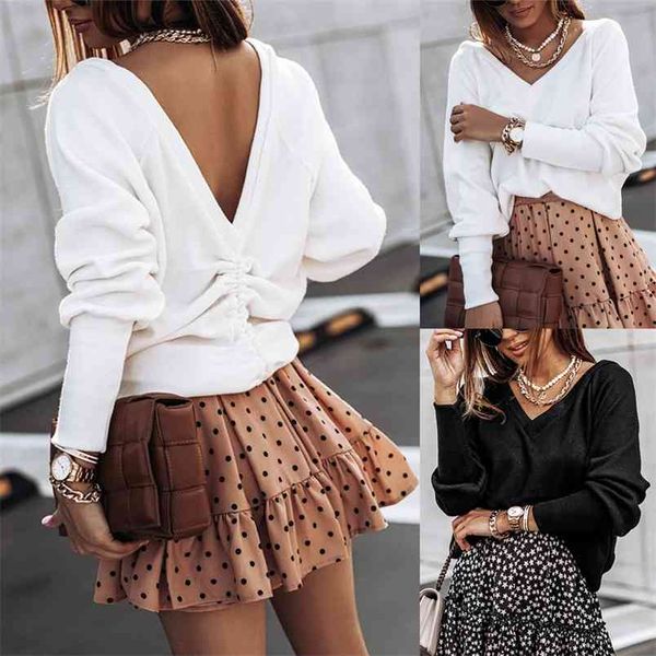 autumn features loose v-neck halter ruffled solid color long sleeve pleated back blouse s white black blusas 210517
autumn features loose v-neck halter ruffled solid color long sleeve pleated back blouse s white black blusas 210517