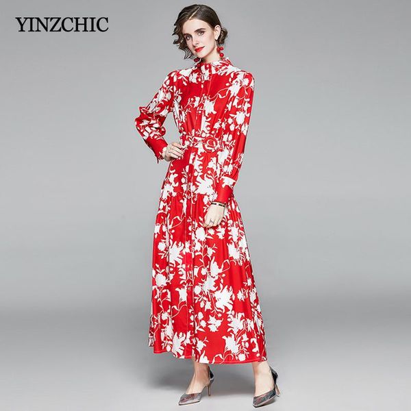 casual dresses vintage woman spring maxi dress stand collar ladies red floral long sash waisted female party femme vestidos, Black;gray
casual dresses vintage woman spring maxi dress stand collar ladies red floral long sash waisted female party femme vestidos, Black;gray