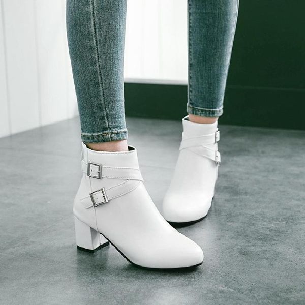 korean single college women's shoes autumn winter short small high heel belt buckle boots, Black
korean single college women's shoes autumn winter short small high heel belt buckle boots, Black