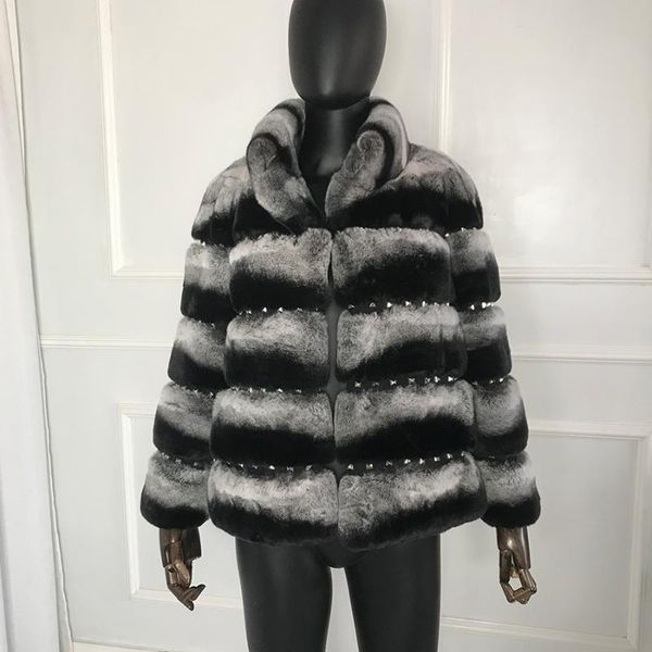 women's fur & faux winter coat women real rex jacket with fashion rivet overcoat plus size customized, Black
women's fur & faux winter coat women real rex jacket with fashion rivet overcoat plus size customized, Black