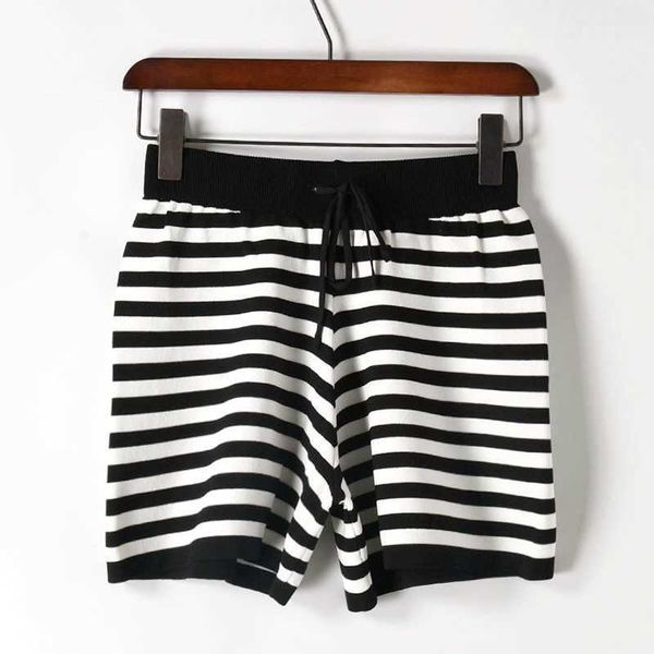 shorts summer ice silk knitted fashion casual women's t80410, White;black