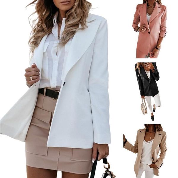 women's suits & blazers women blazer solid long sleeves suit jacket turndown collar cardigan coat ladies fashion jackets for 2021, White;black
women's suits & blazers women blazer solid long sleeves suit jacket turndown collar cardigan coat ladies fashion jackets for 2021, White;black