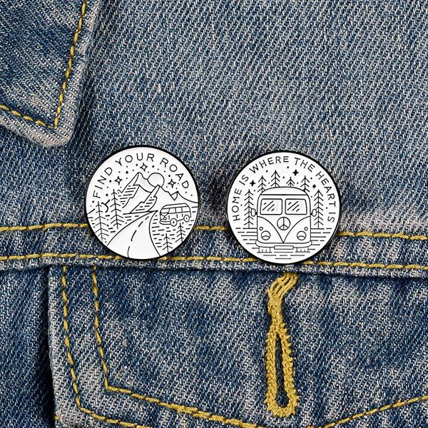 peak outdoor forest adventure pins enamel bus travel round brooches for sovenir vacation gift cowboy clothing badge wholesale, Gray
peak outdoor forest adventure pins enamel bus travel round brooches for sovenir vacation gift cowboy clothing badge wholesale, Gray