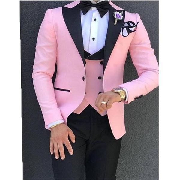 pink lapel suit men's custom made terno slim groom 3 pieces wedding mens masculino(jacket+black pants+vest) suits & blazers, White;black
pink lapel suit men's custom made terno slim groom 3 pieces wedding mens masculino(jacket+black pants+vest) suits & blazers, White;black