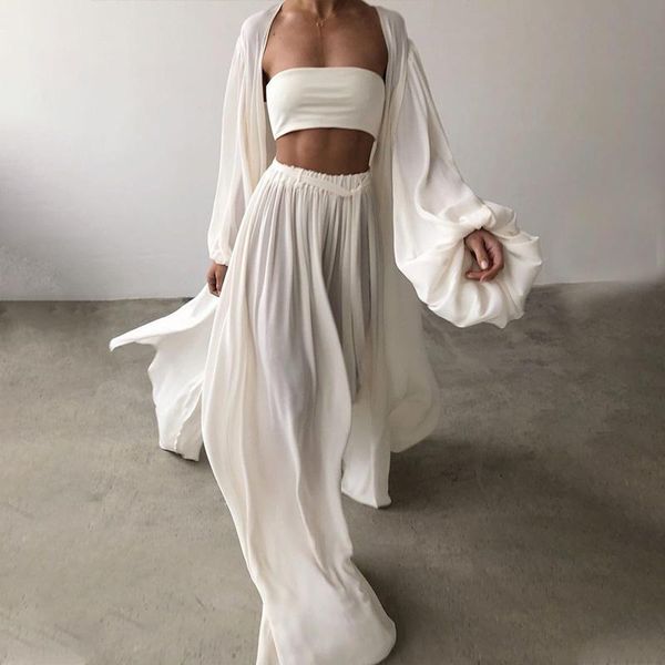 women's two piece pants spring soft women three set fashion wrap cardigan and high waist suit female casual simple tracksuits homewear, White
women's two piece pants spring soft women three set fashion wrap cardigan and high waist suit female casual simple tracksuits homewear, White