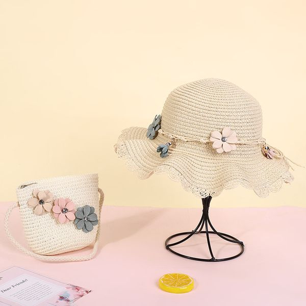 new creative ruffled three flowers straw hat outdoor vacation casual children straw bag beach hat set, Blue;gray
new creative ruffled three flowers straw hat outdoor vacation casual children straw bag beach hat set, Blue;gray