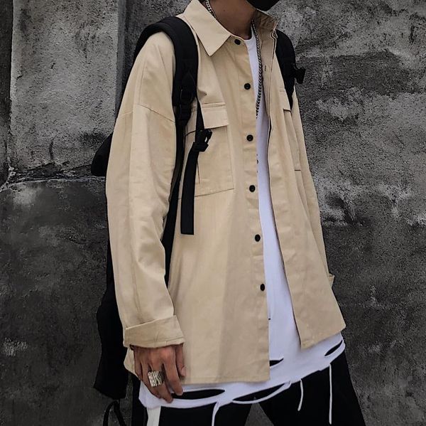 women's blouses & shirts hip hop street loose women shirt casual khaki pocket harajuku long sleeve plus size ge clothing oversized bb60, White
women's blouses & shirts hip hop street loose women shirt casual khaki pocket harajuku long sleeve plus size ge clothing oversized bb60, White