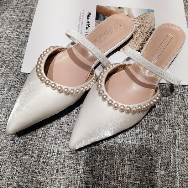 slippers pearl chain fashion women pointed toe shallow flats heeled rhinestone stain summer beach shoes flip flops, Black
slippers pearl chain fashion women pointed toe shallow flats heeled rhinestone stain summer beach shoes flip flops, Black