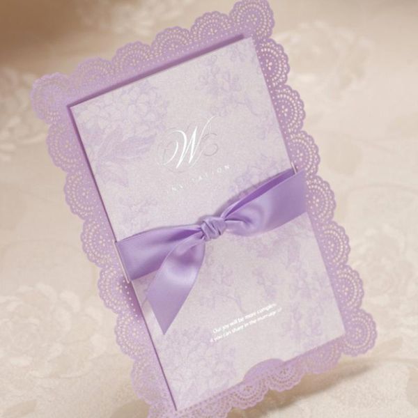 greeting cards wishmade laser cut purple wedding invitations with ribbon bow for bridal shower ,customized 100 pieces cw003
greeting cards wishmade laser cut purple wedding invitations with ribbon bow for bridal shower ,customized 100 pieces cw003