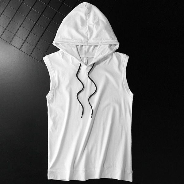 men' tank summer sports vest basketball hip-hop 2021 casual hooded street, White;black
men' tank summer sports vest basketball hip-hop 2021 casual hooded street, White;black