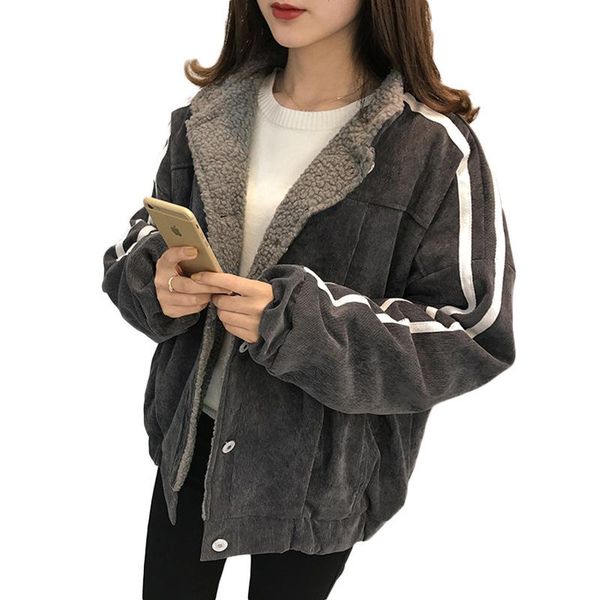 women's trench coats corduroy jacket winter loose bf cotton clothes flocked lamb padded clothing, Tan;black
women's trench coats corduroy jacket winter loose bf cotton clothes flocked lamb padded clothing, Tan;black