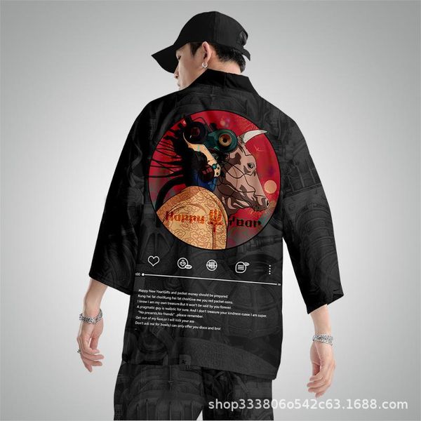 ethnic clothing men japanese obi yukata black print kimono and pant set cardigan men's haori coat traditional, Red
ethnic clothing men japanese obi yukata black print kimono and pant set cardigan men's haori coat traditional, Red