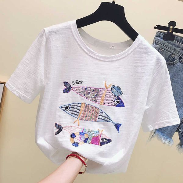 summer wear the summer small embroidery white cotton female cec super big yards loose t-shirt fire with short sleeves 210604
summer wear the summer small embroidery white cotton female cec super big yards loose t-shirt fire with short sleeves 210604