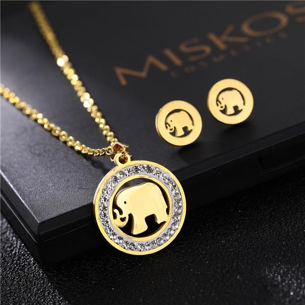 earrings & necklace stainless steel jewelry sets for women rhinestone hollow elephant stud earring 2 piece clavicle chain gift, Silver
earrings & necklace stainless steel jewelry sets for women rhinestone hollow elephant stud earring 2 piece clavicle chain gift, Silver