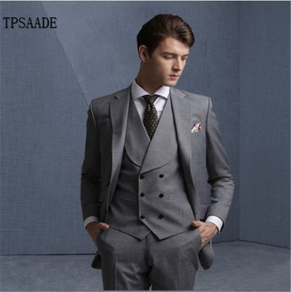men's suits & blazers double breasted veat smoking grey three official business parts slim fit classic custom made be5s, White;black
men's suits & blazers double breasted veat smoking grey three official business parts slim fit classic custom made be5s, White;black