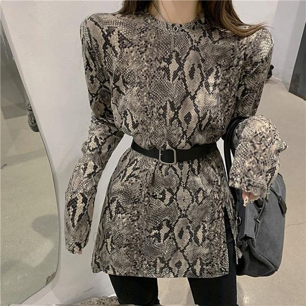 women's t-shirt casual women long sleeve t shirt female snake print lady fashion loose split tee, White
women's t-shirt casual women long sleeve t shirt female snake print lady fashion loose split tee, White