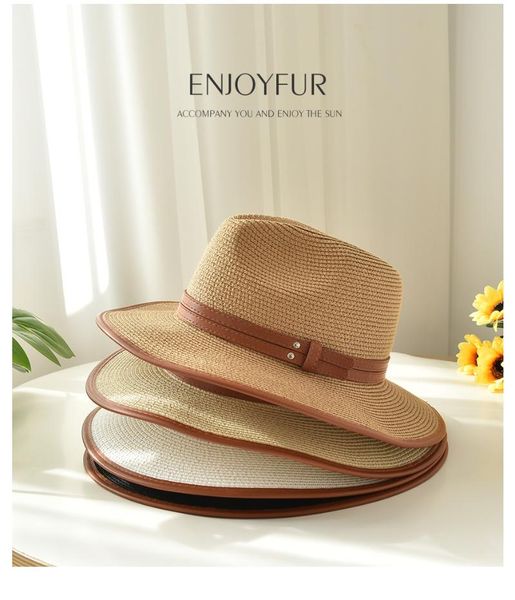 wide brim hats fashion panama hat summer sun for women men beach straw cap uv protection travel caps, Blue;gray
wide brim hats fashion panama hat summer sun for women men beach straw cap uv protection travel caps, Blue;gray