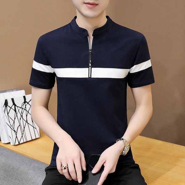 men's polos summer arrival 2021 stand collar men clothing casual cotton fashion patchwork tee slim plus size 4xl mens t shirts, White;black
men's polos summer arrival 2021 stand collar men clothing casual cotton fashion patchwork tee slim plus size 4xl mens t shirts, White;black