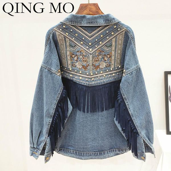 women's jackets qing mo women denim coat 2021 autumn floral embroidered jacket female tassel blue black zqy4875, Black;brown
women's jackets qing mo women denim coat 2021 autumn floral embroidered jacket female tassel blue black zqy4875, Black;brown