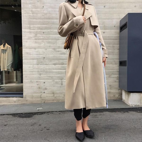 spring autumn casual long female windbreaker slim overcoat worker streetwear loose outwear with belt women trench coat women's coats, Tan;black
spring autumn casual long female windbreaker slim overcoat worker streetwear loose outwear with belt women trench coat women's coats, Tan;black