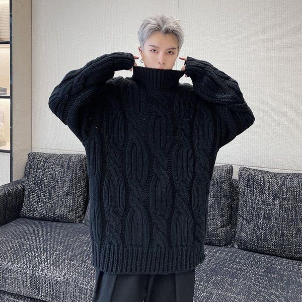 men's sweaters wear sweater 2021 autumn winter geometry pattern loose all-match vintage oversize kintted turtleneck pullover, White;black
men's sweaters wear sweater 2021 autumn winter geometry pattern loose all-match vintage oversize kintted turtleneck pullover, White;black